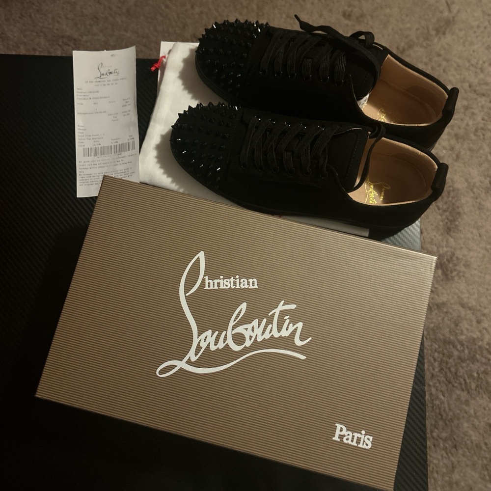 Christian Louboutin Black Junior Spiked Sneakers